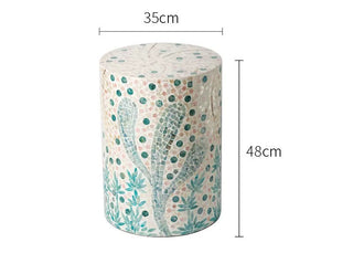 French-Style Seashell Cylinder Side Table – Luxury Side Table-Graffitiwallarts.com