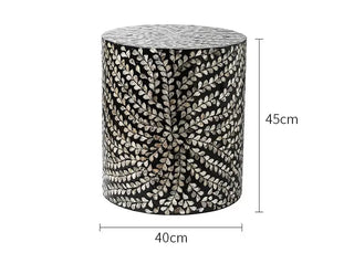 French-Style Seashell Cylinder Side Table – Luxury Side Table-Graffitiwallarts.com
