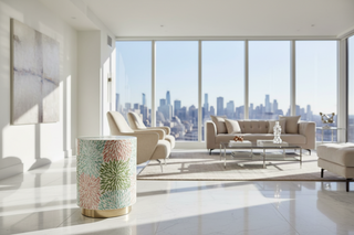French-Style Seashell Cylinder Side Table – Luxury Side Table-Graffitiwallarts.com