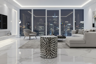French-Style Seashell Cylinder Side Table – Luxury Side Table-Graffitiwallarts.com