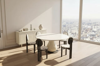 French Style White Jade Marble Dining Table Round Luxury Modern Minimalist-Graffitiwallarts.com