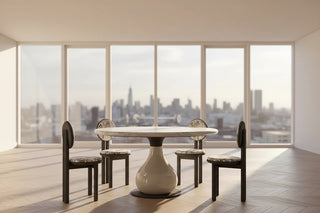 French Style White Jade Marble Dining Table Round Luxury Modern Minimalist-Graffitiwallarts.com