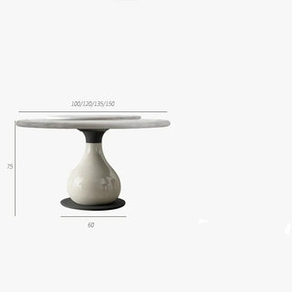 French Style White Jade Marble Dining Table Round Luxury Modern Minimalist-Graffitiwallarts.com