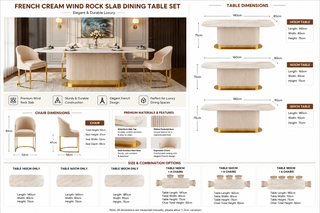 French Cream Wind Rock Slab Dining Table Set – Elegant & Durable Luxury