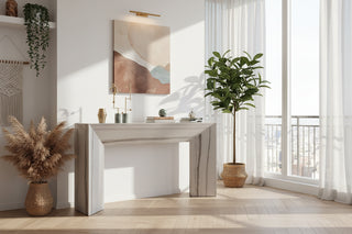 Full Marble Console Table – Monolithic U-Frame Hallway Table in Natural Stone