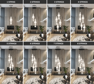 Globes Pendant Loops Staircase Chandelier – Alloy & Iron, 1 to 8 Strings, Dimmable Remote