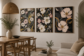 Golden Serpent Botanical Canvas Wall Art-Graffitiwallarts.com
