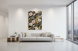 Golden Serpent Botanical Canvas Wall Art-Graffitiwallarts.com
