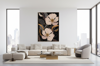 Golden Serpent Botanical Canvas Wall Art-Graffitiwallarts.com