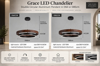 Grace LED-Kronleuchter – Doppelter runder Aluminium-Pendelleuchter in D60 oder D80cm