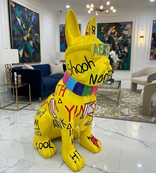 Graffiti Bulldog Statue – Bold Art in Porcelain-Graffitiwallarts.com