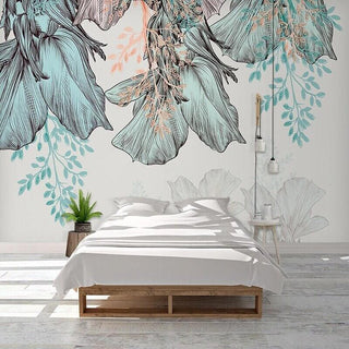 3D Leaves Design Theme: Tropical Wallpaper Murals-Flower & Leaf Wallpaper