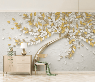 3D Tree Yellow Large Flowers Wallpaper Murals-Trees Wallpaper