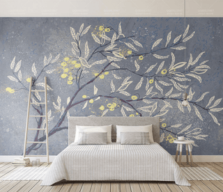3D Tree with White Leaves Wallpaper Murals-Trees Wallpaper