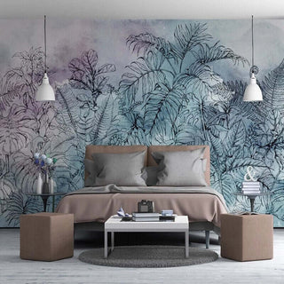 3D Tropical Watercolor Leaf Wallpaper Mural-Trees Wallpaper