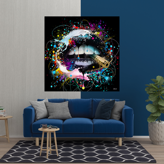 Abstract Graffiti Lips with Bullet Canvas Wall Hanging Art-Wall Posters
