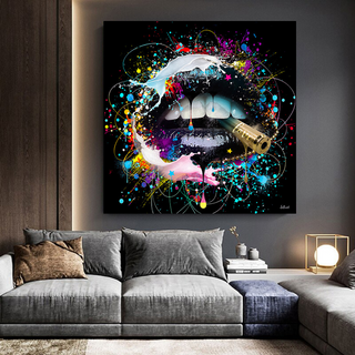Abstract Graffiti Lips with Bullet Canvas Wall Hanging Art-Wall Posters