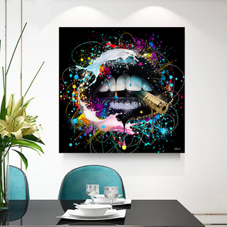 Abstract Graffiti Lips with Bullet Canvas Wall Hanging Art-Wall Posters