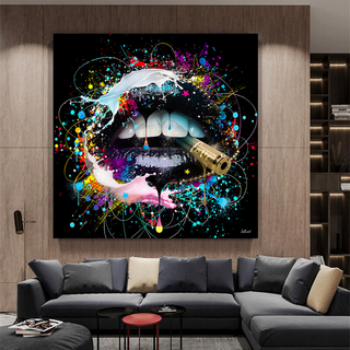 Abstract Graffiti Lips with Bullet Canvas Wall Hanging Art-Wall Posters