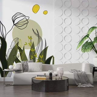 Abstract Green Leaf Wallpaper Mural - Transform Your Space-Flower & Leaf Wallpaper