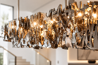 Abstract Metal LED Chandelier for Kitchen Island – Gun Gray & Sand Gold, 80–150cm