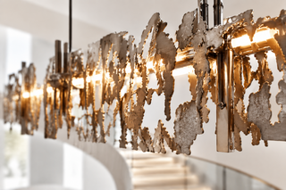 Abstract Metal LED Chandelier for Kitchen Island – Gun Gray & Sand Gold, 80–150cm