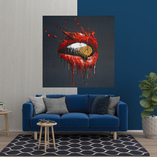 Abstract Red Lips Canvas Wall Art-Wall Posters