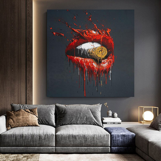 Abstract Red Lips Canvas Wall Art-Wall Posters