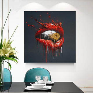 Abstract Red Lips Canvas Wall Art-Wall Posters