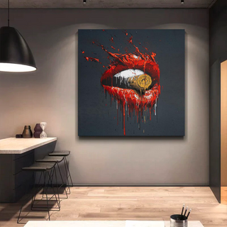 Abstract Red Lips Canvas Wall Art-Wall Posters