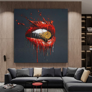 Abstract Red Lips Canvas Wall Art-Wall Posters