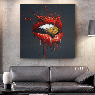 Abstract Red Lips Canvas Wall Art-Wall Posters