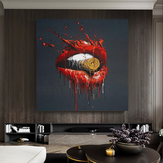 Abstract Red Lips Canvas Wall Art-Wall Posters