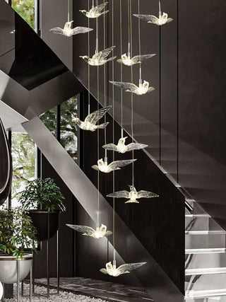 Acrylic Glass humming Birds Chandelier-Staircase Chandeliers