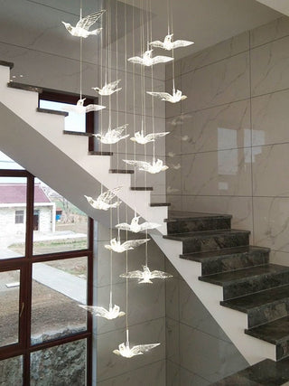 Acrylic Glass humming Birds Chandelier-Staircase Chandeliers