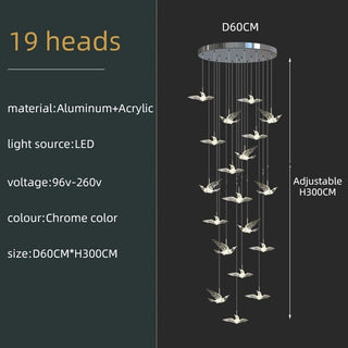 Acrylic Glass humming Birds Chandelier-Staircase Chandeliers