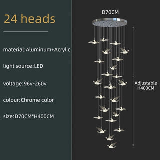 Acrylic Glass humming Birds Chandelier-Staircase Chandeliers