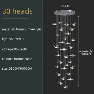 Acrylic Glass humming Birds Chandelier-Staircase Chandeliers