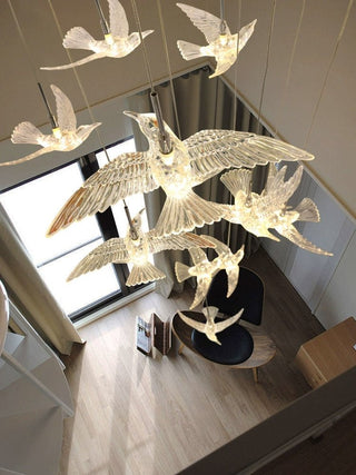 Acrylic Glass humming Birds Chandelier-Staircase Chandeliers