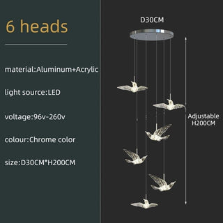 Acrylic Glass humming Birds Chandelier-Staircase Chandeliers