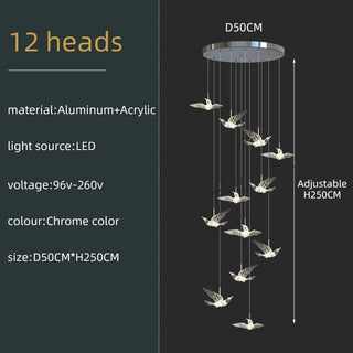 Acrylic Glass humming Birds Chandelier-Staircase Chandeliers
