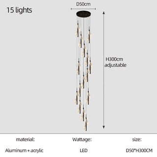 Acrylic Spiral Stairs Chandelier – Lighting for Large Spaces-Staircase Chandeliers