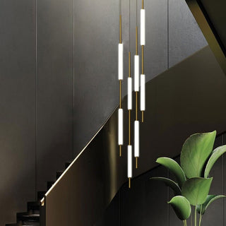 Acrylic Tubes Stairs Chandelier – Modern Long Tube Pendant for High Ceilings-Staircase Chandeliers