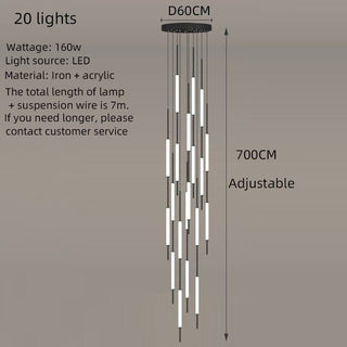 Acrylic Tubes Stairs Chandelier – Modern Long Tube Pendant for High Ceilings-Staircase Chandeliers