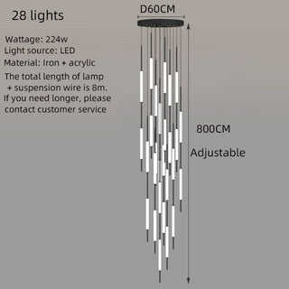 Acrylic Tubes Stairs Chandelier – Modern Long Tube Pendant for High Ceilings-Staircase Chandeliers