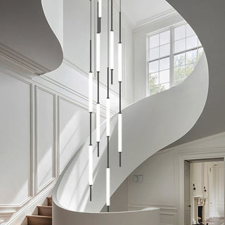 Acrylic Tubes Stairs Chandelier – Modern Long Tube Pendant for High Ceilings-Staircase Chandeliers