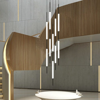 Acrylic Tubes Stairs Chandelier – Modern Long Tube Pendant for High Ceilings-Staircase Chandeliers