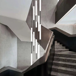 Acrylic Tubes Stairs Chandelier – Modern Long Tube Pendant for High Ceilings-Staircase Chandeliers