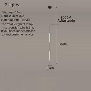 Acrylic Tubes Stairs Chandelier – Modern Long Tube Pendant for High Ceilings-Staircase Chandeliers