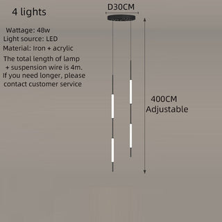 Acrylic Tubes Stairs Chandelier – Modern Long Tube Pendant for High Ceilings-Staircase Chandeliers